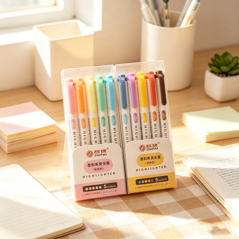 Highlighter Set Pastel - 5색 더블 헤드 파스텔 형광펜, 이중