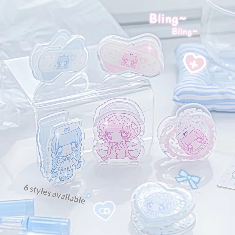 Binder Clip Assorted - Rosyposy Pumpum 아크릴 바인더 클립 귀여운