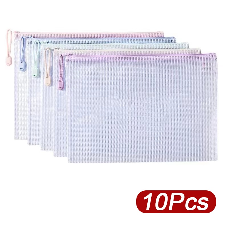 Supply Of Office Stationery - 5-30pcs 지퍼 메쉬 가방 A4/A5 플라스틱