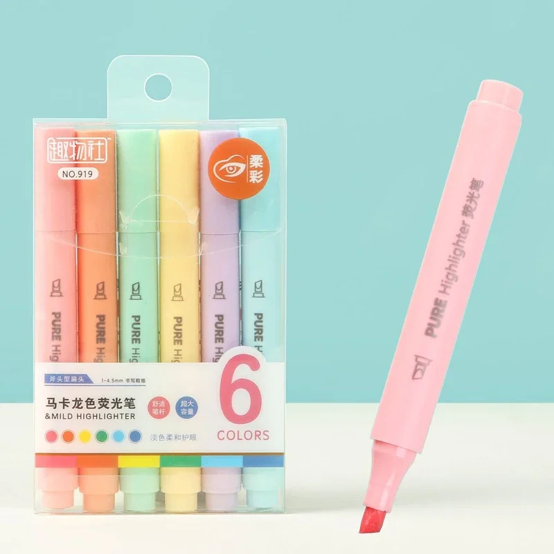 Highlighter Set Pastel - 6 개/대 마카롱 컬러 파스텔 형광펜