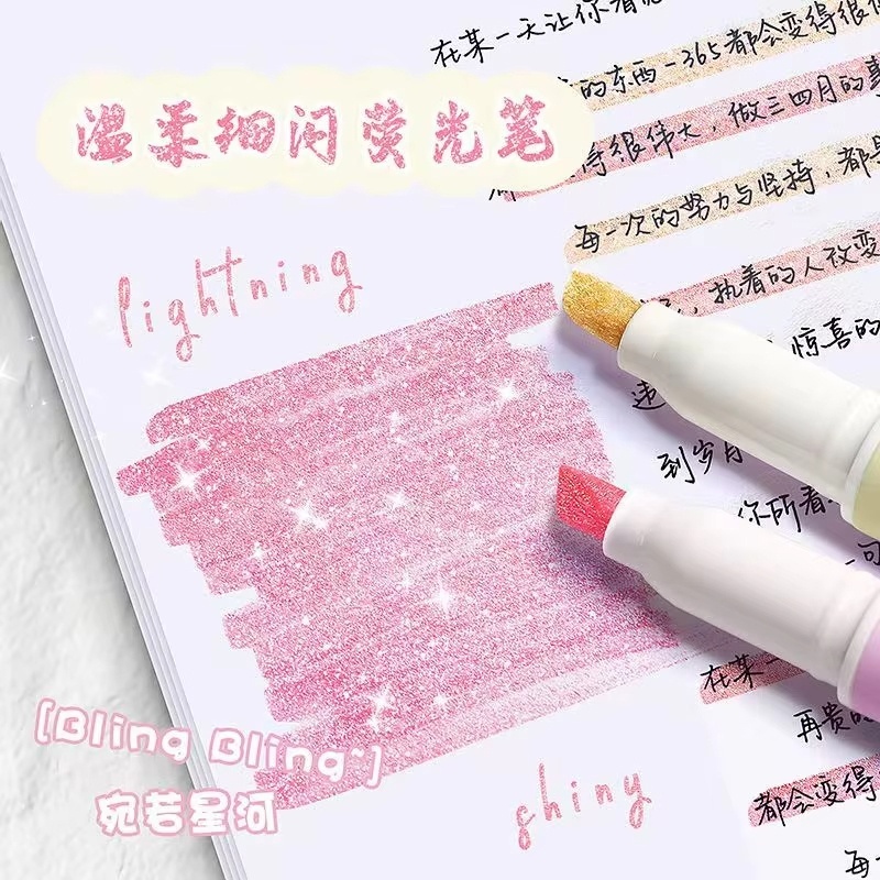 4 개/상자 카와이 글리터 형광펜 고급 파스텔 글리터  - Highlighter Set Pastel 리뷰 및 가격