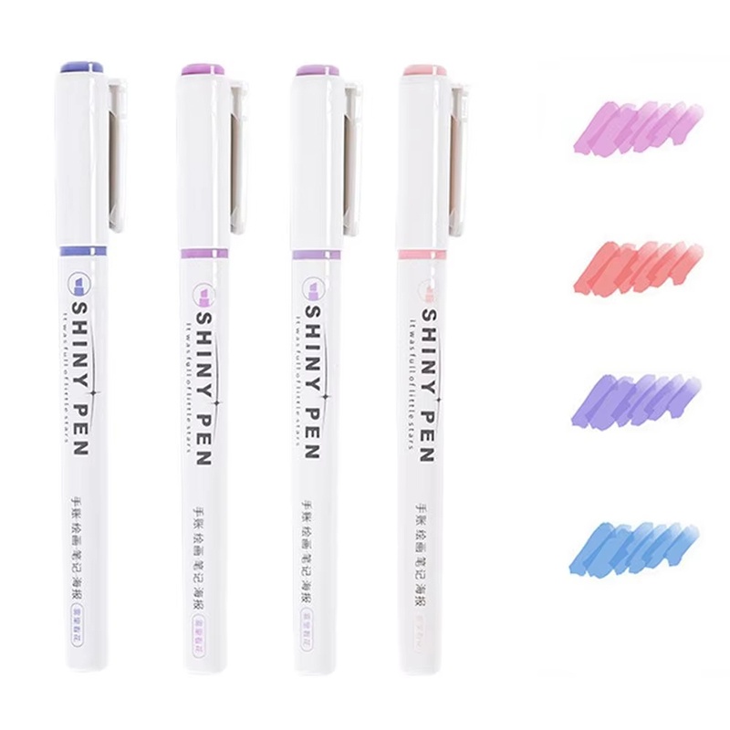 4가지 색상 파스텔 글리터 형광펜 학교 필기구 스타 글 - Highlighter Set Pastel 리뷰 및 가격