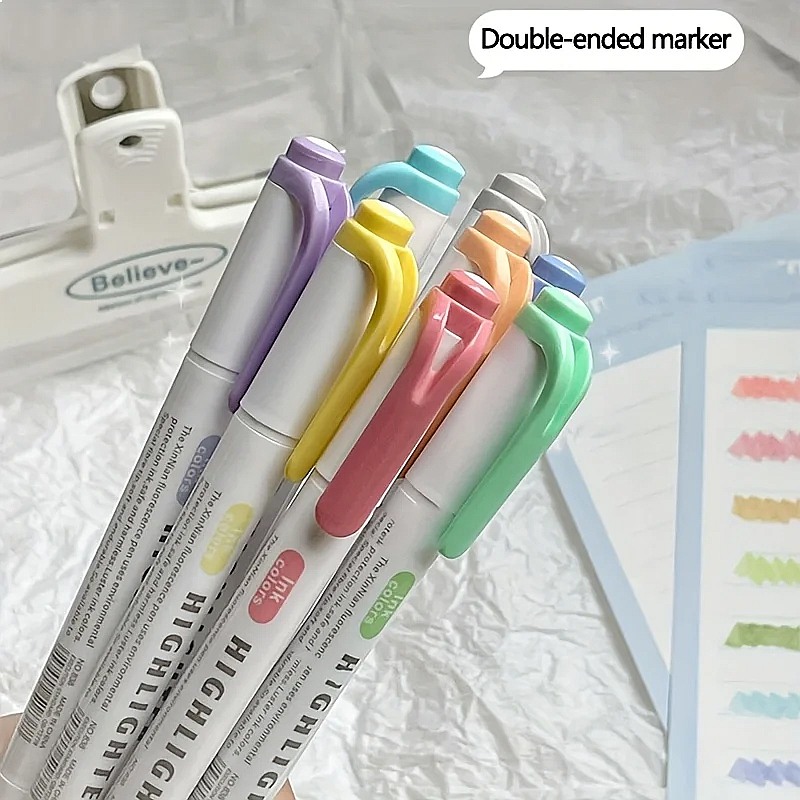 5색 더블 헤드 형광펜 세트, 귀여운 파스텔 일본풍 아 - Highlighter Set Pastel 리뷰 및 가격