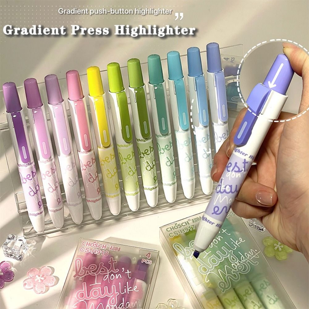 4개입 새로운 그라데이션 컬러 형광펜, 프레스형 끌형  - Highlighter Set Pastel 리뷰 및 가격