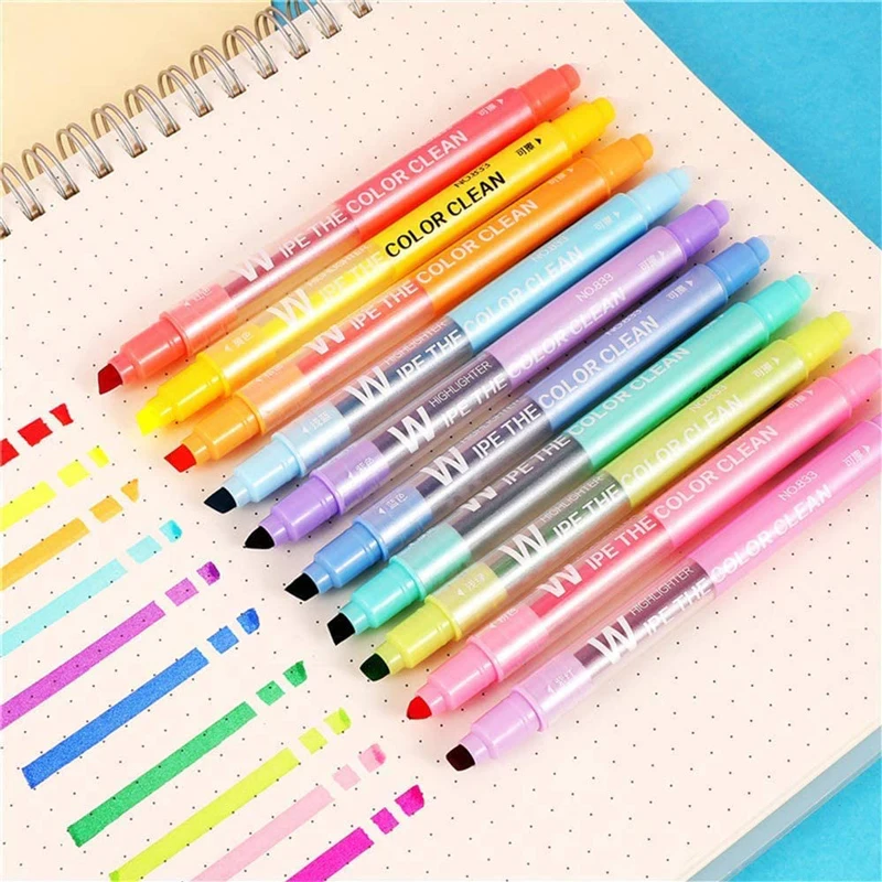 10가지 색상 지울 수 있는 형광펜 듀얼 팁 마커 파스 - Highlighter Set Pastel 리뷰 및 가격