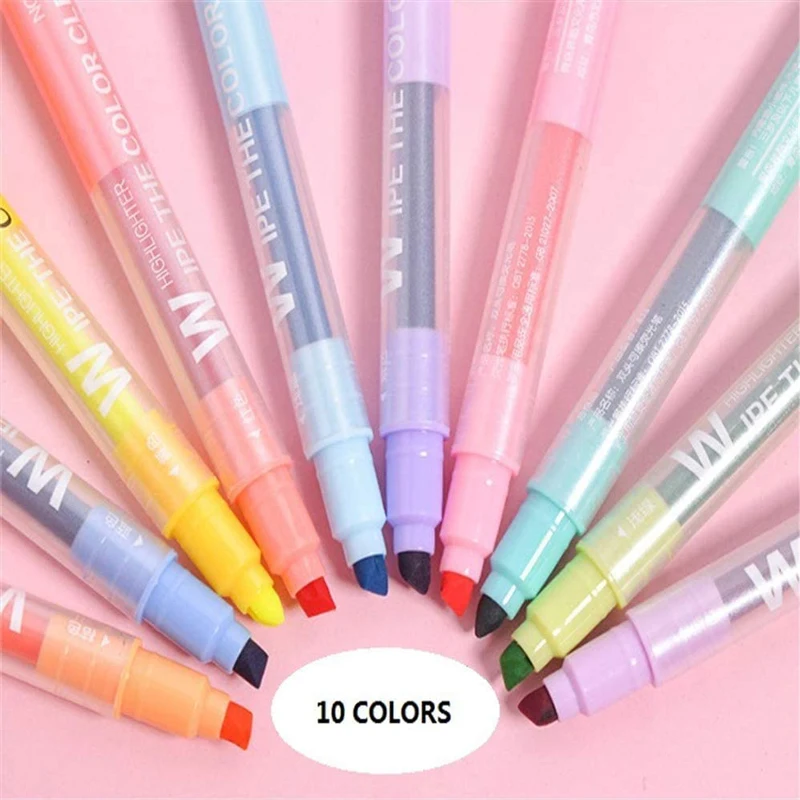 10가지 색상 지울 수 있는 형광펜 듀얼 팁 마커 파스 - Highlighter Set Pastel 리뷰 및 가격